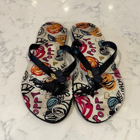Coach Kasey Signature Poppy Print Jelly Flip Flop Sandals size 10 Y2K baddie - Picture 2 of 13